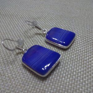 Beautiful PURPLE BOTSWANA AGATE Handmade Sterling 925 Dangle Earrings #213C